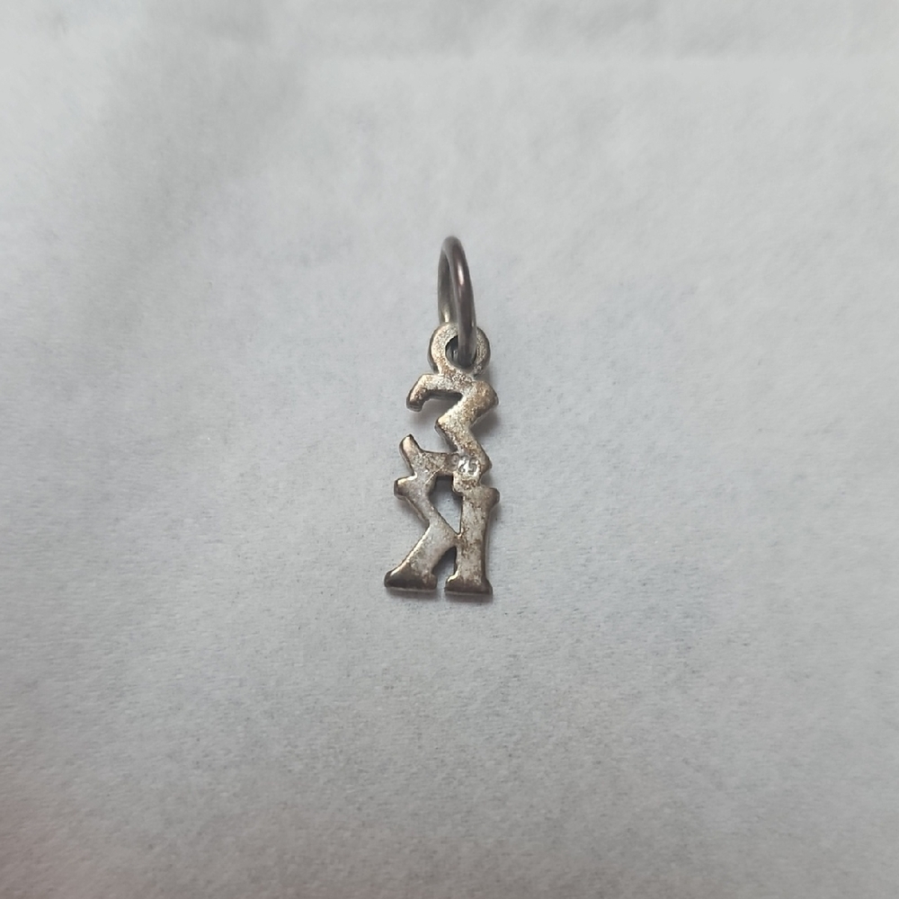 Silver Greek Letter Charm Pendant Sigma Kappa Sorority - Picture 2 of 3